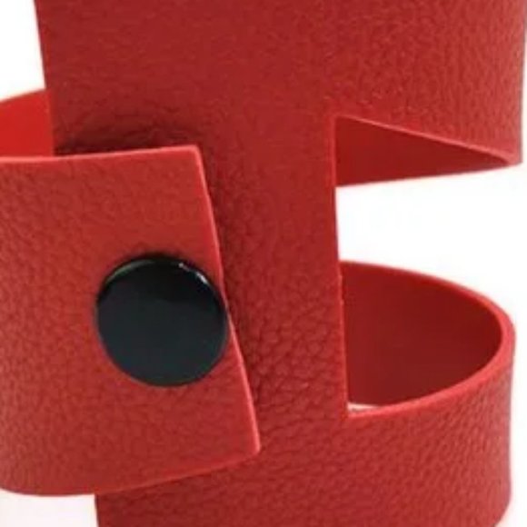 NWOT Red Leather Punk Style Bracelet - Picture 2 of 5